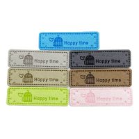 Free Style Leather Labels for Scraft with Happy Time for Bird Logo Handmade Leather Tag for Gift Hand Made Sewing Accessories Stickers Labels