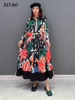 XITAO Dress Print Casual Women Personality Fashion Loose Full Sleeve Dress