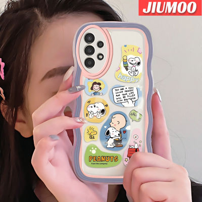 JIUMOO เคส A04s A13กาแล็คซี่ปลอกสำหรับ Samsung 5G ลายการ์ตูนน่ารักสนูปี้สีสันสดใสสดใสครีมมีขอบเคสโทรศัพท์แบบใสเคสนิ่มโปร่งใสเคสซิลิโคนกันกระแทกป้องกันเลนส์กล้อง
