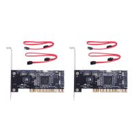 2 set 4 Ports PCI SATA Raid Controller Internal Expansion Card with Two Sata Cables