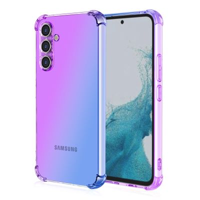 Samsung Galaxy A05s A05 A54 A13 A24 A34 5G ฝา A04S กันกระแทก2สีรุ้งป้องกันการตกกระแทกปลอกอ่อนเคส TPU ชัดเจนไล่ระดับสี