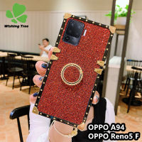 สำหรับ OPPO A94 / OPPO Reno5 F Luxury Flash ตารางโลหะโทรศัพท์นุ่มสำหรับ OPPO A94 / OPPO Reno5 F เคสแบบแฟชั่น