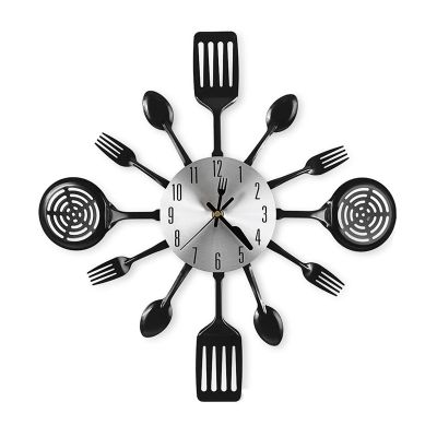16 Inch Large Kitchen Wall Clocks with Spoons and Forks,3D Tableware Wall Clock Room Home Decoration