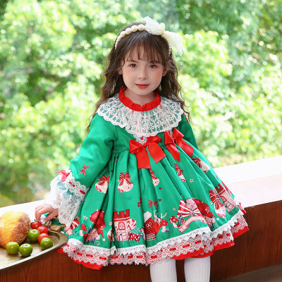 Zhiya 2022เสื้อผ้าเด็กใหม่ชุดเจ้าหญิงคริสต์มาสชุดเดรสโลลิต้าเด็กผู้หญิง