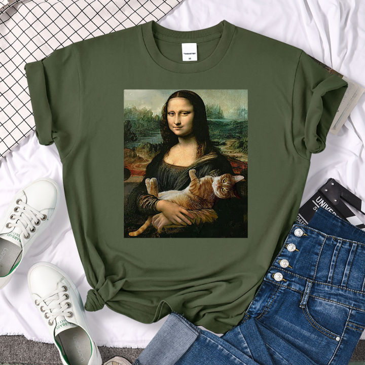 t-shirts-mona-lisa-hugging-cat-lovely-cute-printed-t-shirt-for-womens-crewneck-gothic-women-tshirt-casual-oversize-tee-shirts