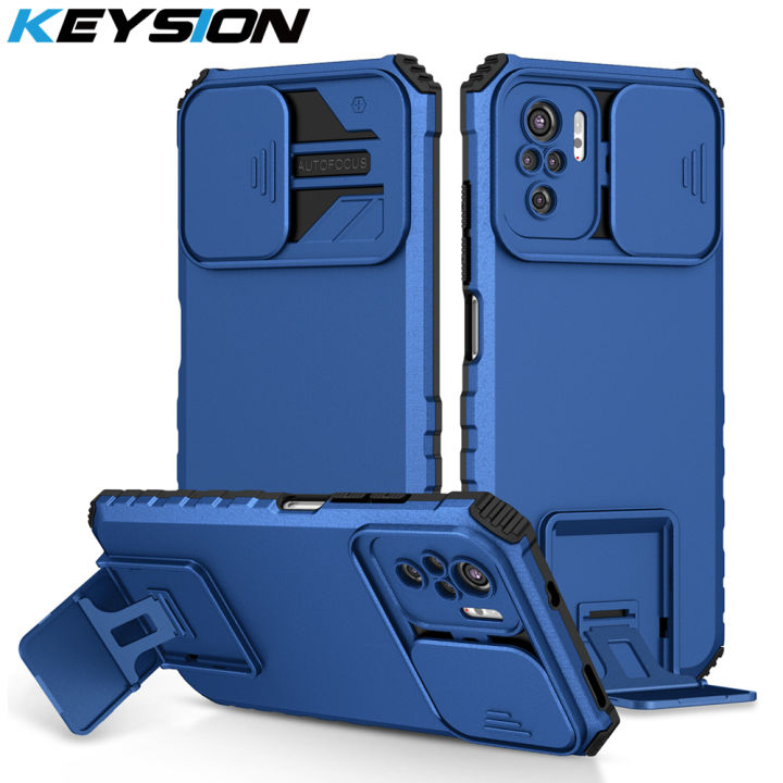 Keysion Shockproof Case For Xiaomi Poco M5s Push Pull Camera Protection Live Stand Phone Back 7160