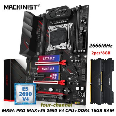 MACHINIST X99 Motherboard Set Kit LGA 2011-3 Xeon E5 2690 V4 CPU processor + DDR4 RAM 2*8GB 2666mhz Memory NVME M.2 MR9A pro MAX