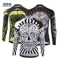 ZZOOI KEMALOCE 2022 Autumn Pro Long Sleeve Cycling Jersey Skull Retro Men Full Sleeve Cycles Shirt Wear Team Men Bicycle Bike Jersery