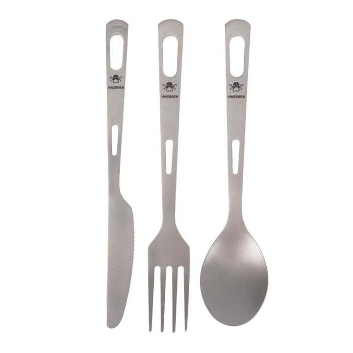 Camp Utensils Reusable Titanium Travel Cutlery Set Titanium Flatware Knives Fork Spoon Set