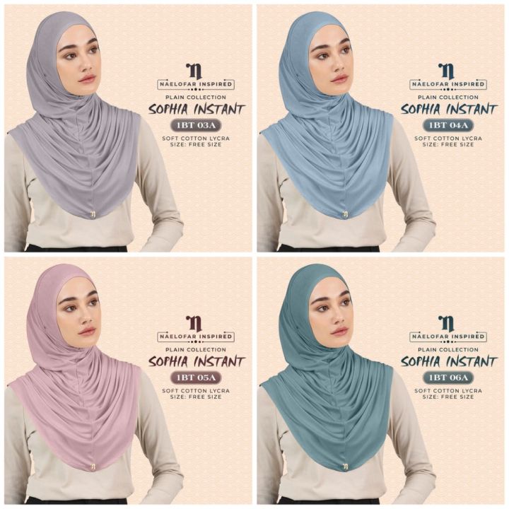 Premium Quality Inspired Tudung Sarung Cotton Lycra Naelofar Instant ...