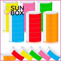 SUN BOX 600pcs กันน้ำกันน้ำได้ กาวติดแน่น งานอีเวนท์ สีนีออนเรืองแสง สายรัดแขน สายรัดมือสำหรับงานปาร์ตี้ กำไลข้อมือสร้อยข้อมือ สายรัดข้อมือกระดาษ