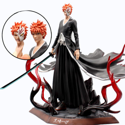 Deluxe Edition Anime Bleach GK Kurosaki Ichigo Action Figure 2 Heads PVC Figurine Model Toy Top Gift Display Collectables 29cm