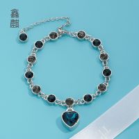 [COD] New fashion Korean version of blue crystal ocean heart bracelet female love rhinestone stall source supply