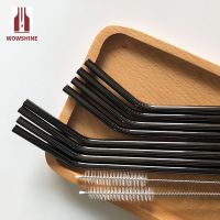 Wowshine Factory Free Shipping Gun Black 8 straws+2 brushes stainless steel straws 10pcs/set Specialty Glassware