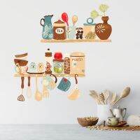 [HOT IOSWKLXWIOGH 626] Creative Kitchen Supplies Pattern Wall Sticker Restaurant Kitchen Shelf Decoration Wallpaper Mural Home Decor สติ๊กเกอร์ที่ถอดออกได้