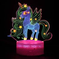 【cw】 Unicorn Lamp Night Lights 3 Plate Led Table Gifts for Kids Baby Bedroom