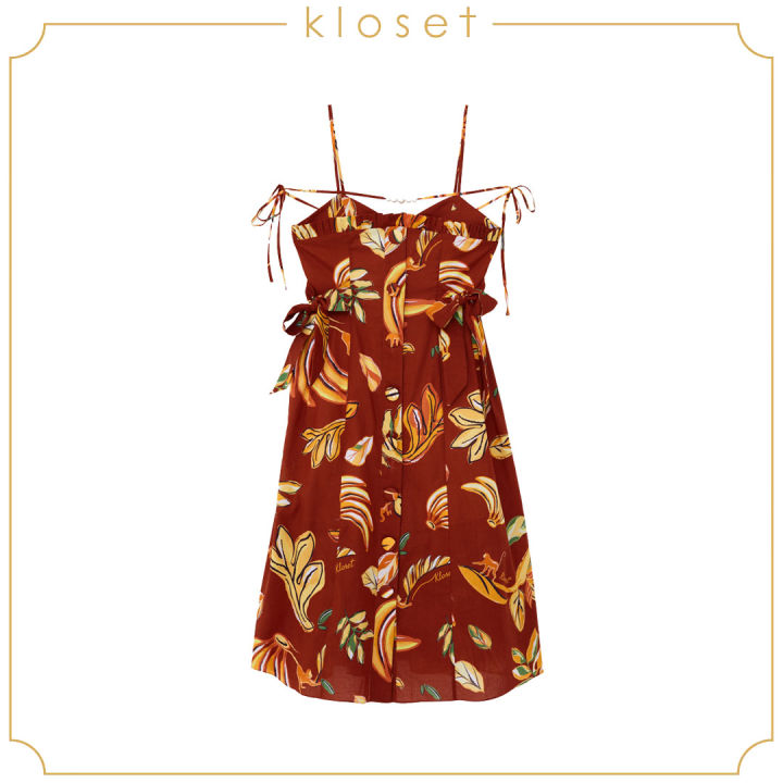 kloset-havana-spaghetti-midi-dress-ss21-d001-เดรสสายเดี่ยว-เดรสผ้าพิมพ์-เดรสผู้หญิง-เดรสแฟชั่น