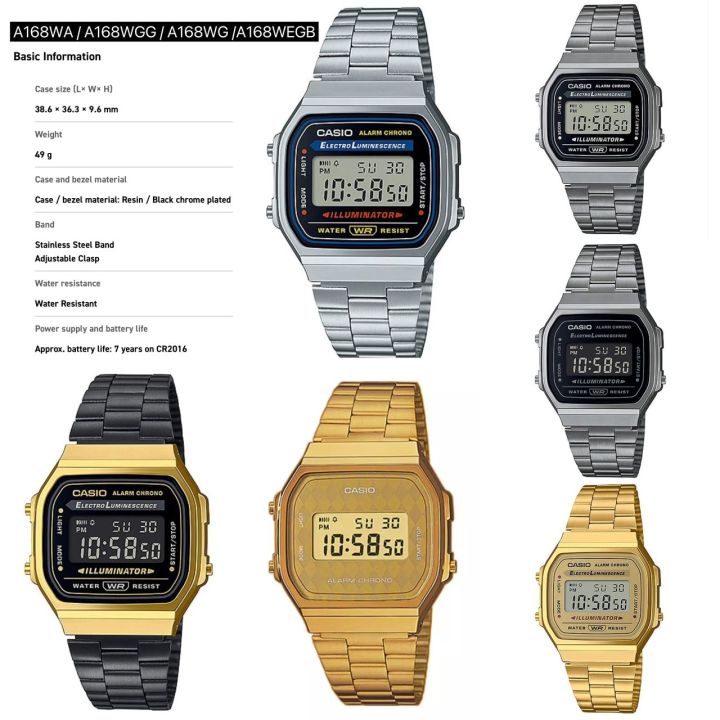 [CASIO UNISEX] CASIO STANDARD DIGITAL A168W SERIES A168 / A168WGG-1A ...