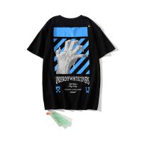 K OFF White ผู้ชายและผู้หญิงแฟชั่นลำลองเสื้อยืดแขนสั้น