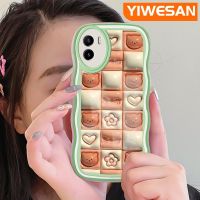 YIWESAN เคสสำหรับ VIVO Y15s Y15a Y01ลายการ์ตูน3D หมีป้องกันเลนส์กล้องเคสโทรศัพท์แบบใสขอบแบบดั้งเดิมกันกระแทกกรอบซิลิโคนเคสนิ่มโปร่งใสสีสันสดใส