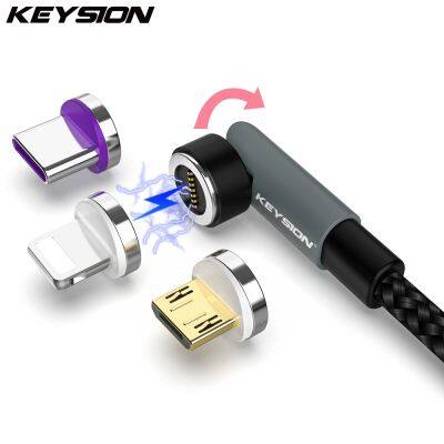 KEYSION 5A สาย USB หัวแม่เหล็กสายเล่นเกมหมุนได้เร็ว,สายชาร์จแม่เหล็ก Type C ไมโคร USB เก็บข้อมูลสายโทรศัพท์มือถือ