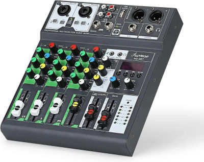 Asmuse 4 Channel Audio Mixer, Portable Mini Sound Mixer Console with USB, Portable Digital Sound Interface for PC Recording/DJ stage/Broadcast