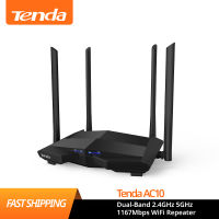 Tenda Wifi Router AC10 Dual-Band 2.4GHz 5GHz 1167Mbps WiFi Repeater 128MB DDR3 1GHz CPU with 4 Antennas Network Extender