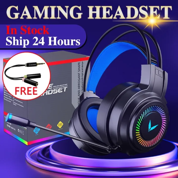 Gaming Headphones PC Noise Cancelling Headphones RGB Wired Headset with