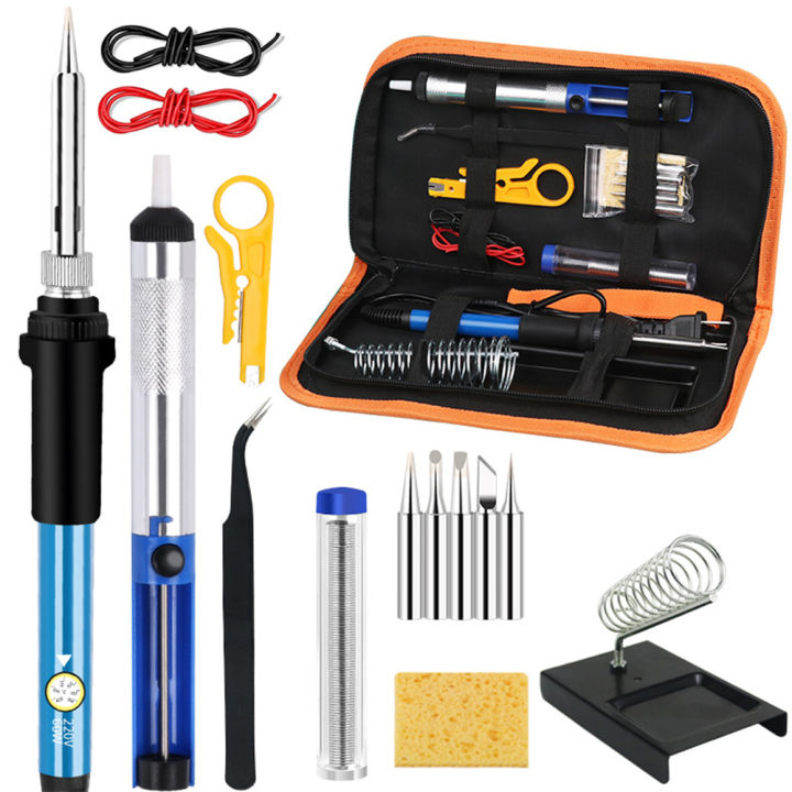 Soldering Iron Kit Electronics 15 Pieces Set,60W Adjustable Temperature ...