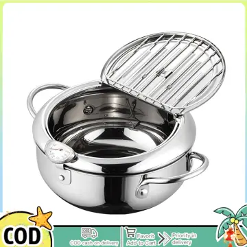 1pc,Deep Fryer Pot, Janpanese Style Tempura Frying Pot with Lid