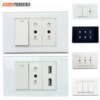 Italy Switch Wall USB Sockets Chile Plug 3Pins 118 Chilean Outlets South American Power Socket Tempered Glass Panel Home Office