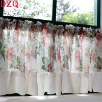 【YD】 French Flowers Patchwork Short Curtains Korea Pastoral Tulle Floral Half for Valance   A407