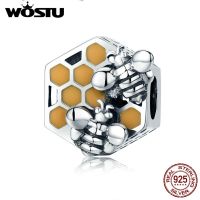 【▼Hot Sales▼】 x15d7e Wostu 925เงินสเตอร์ลิง Honeycomb น้ำผึ้งสแควร์สร้อยข้อมือจี้ลูกปัดเครื่องรางสร้อยข้อมือผู้หญิง Diy เครื่องประดับทำ Cqc500