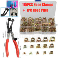 115PCS 6-22mm Car &amp; Truck Spring Clips Fuel Oil Water Hose Clip Tube Clamp Fastener + 1PC Hose Clamp Pliers