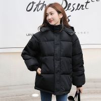 ZZOOI Womens Winter Down Jackets  Solid Loose Women Coats Hooded Stand Collar Oversized Korean Style Thick Casual Outerwear