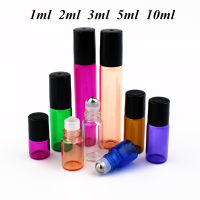 50pcslot 1ml 2ml 3ml 5ml 10ml Thin Glass Roll on Bottle Sample Test Roller Essential Oil Vials with Stainless SteelGlass Ball