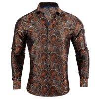 Barry.wang เสื้อเชิ๊ตผู้ชายลาย Paisley รอยัลบลู Sp ฤดูใบไม้ร่วงปกแขนยาวปักลายหรูหราเข้ารูป CY-0424งานแต่งงาน