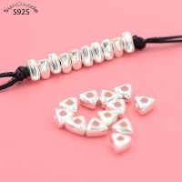 Genuine Real Pure Solid 925 Sterling Silver Beads 18k Gold Triangular Spacers Loose Bead DIY Jewelry Making Findings Beads