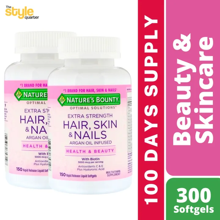 Authentic 100 Days Supply Natures Bounty Extra Strength Hair Skin And Nails 5000 Mcg Of 3078