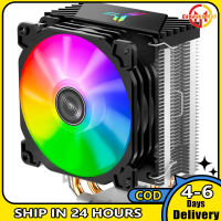 CR1200เครื่องทำความเย็น CPU RGB 3Pin 2ท่อความร้อน CPU ฮีทซิงค์โคมไฟอัตโนมัติพัดลมระบายความร้อนสำหรับ LGA 775/1150/AM4/AM3 +/AM3