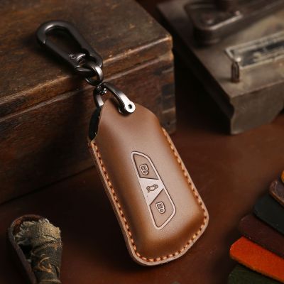 Leather Car Accessories Key Cover Case Fob Shell for Volkswagen VW Golf 8 ID.6X Crozz Mk8 for Skoda 2018 Holder Keychain Bag