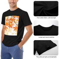 Orange Maple Leaves Watercolor T-Shirt Tees Short T-Shirt Custom T Shirt Man Men S T-Shirt