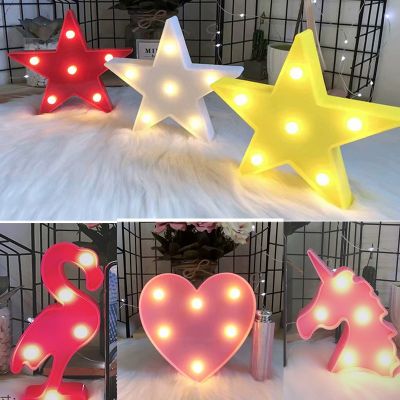 12cm Mini LED Table Night Light Animal Flamingo Star Heart Unicorn Christmas Coconut Tree Home Party Decoration 3D Desk Lamp