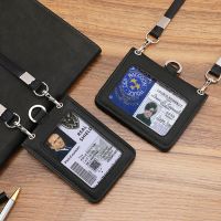hot！【DT】┋✴✚  Reporter Badge ID Credit Card Holder Real Leather Business Name Tag Chest with Neck Lanyard Staff Supplies