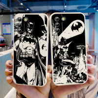 BoyYY】Black and white comics Batman Phone Case For Samsung Galaxy S23 S22 S21 S20 Pro FE S10 Note 20 Plus Ultra Liquid Rope Cover