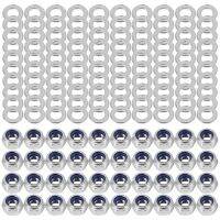 60Pcs Metric M5-0.8 Nuts with 100Pcs M5 Washers 304 Stainless Steel M5 Nylon Insert Lock Nuts Self Tight Hex Locknut