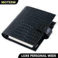 Moterm Luxe Series ส่วนบุคคลขนาดกว้าง Planner 30มม. แหวนเงิน Croc Grain หนังโน้ตบุ๊ค Cowhide Organizer Agenda