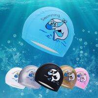 High Quality Childrens Swimming Cap PU Coated Waterproof Cartoon Dolphin Protective Ears Trainning Swimming Cap Swimming Wear Swim Caps