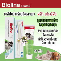 Bioline ยาสีฟันสุนัข ยาสีฟันแมว [สูตร LqCalcium ฟรี แปรงสีฟัน] ลดหินปูนสะสม ยับยั้งแบคทีเรีย ไบโอไลน์ ชุดแปรงฟันหมาแมว ฟันแข็งแรง สะอาด