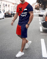 Summer Breathable Trend Mens Suit Casual Beach Shorts Suit Sea View 3D Printing Short Suit Ordinary O-Neck T-Shirt 2 Piece Set